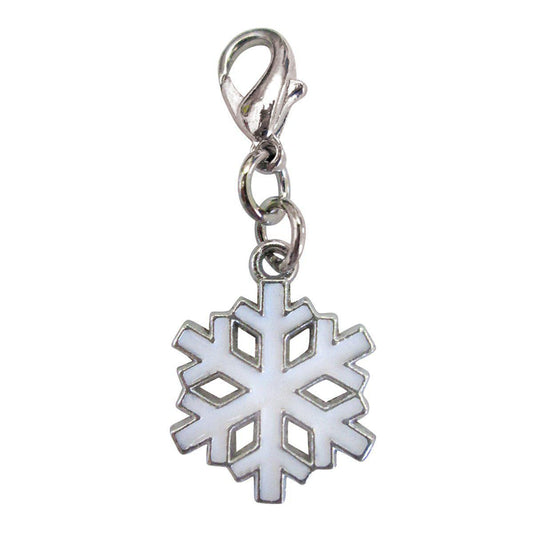 White Snowflake Enamel Dog Collar Charm